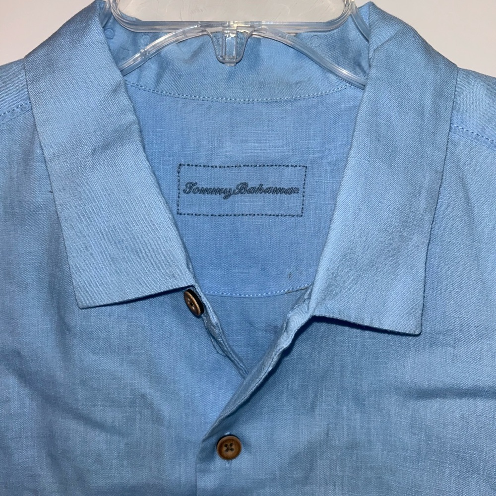 Tommy Bahama men’s Paradise Bound Smooth Sailing 100% linen blue shirt size XL - Picture 2 of 11